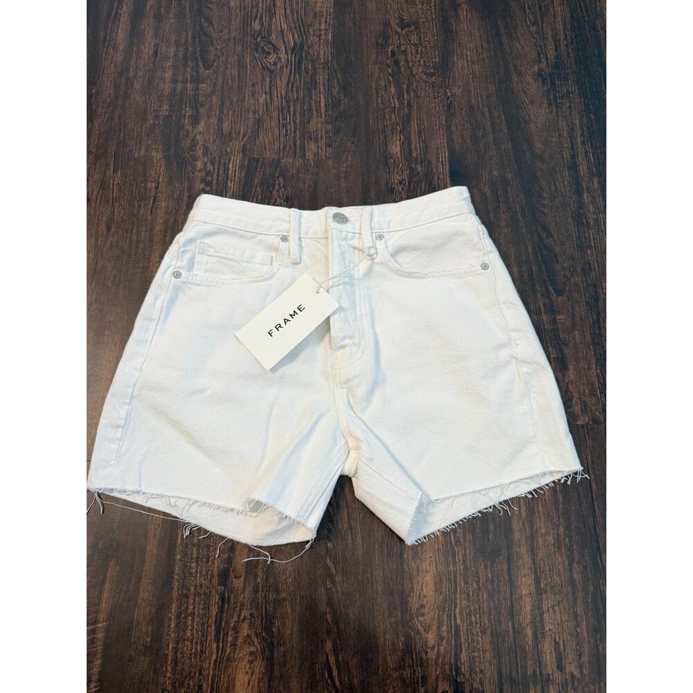 Frame Denim Women's Rumpled Blanc High Rise Vintage Shorts White Sz 26 HRVSRA728